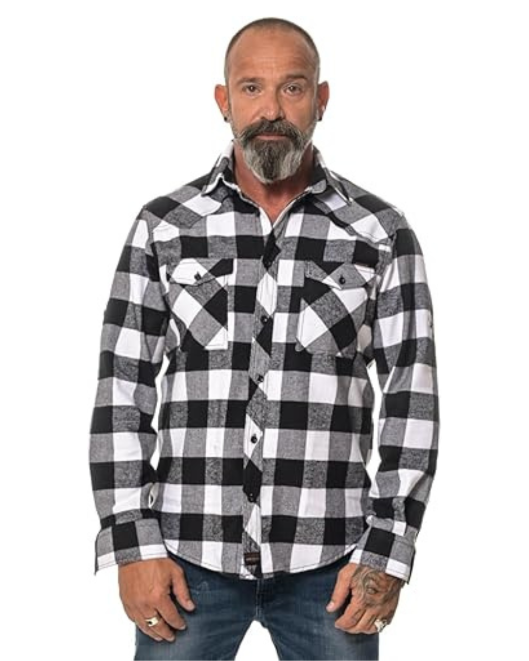 Camisa manga larga con diseño a cuadros para hombre