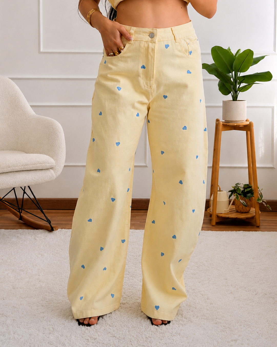 Conjunto de Top Peplum y Pantalón Amplio