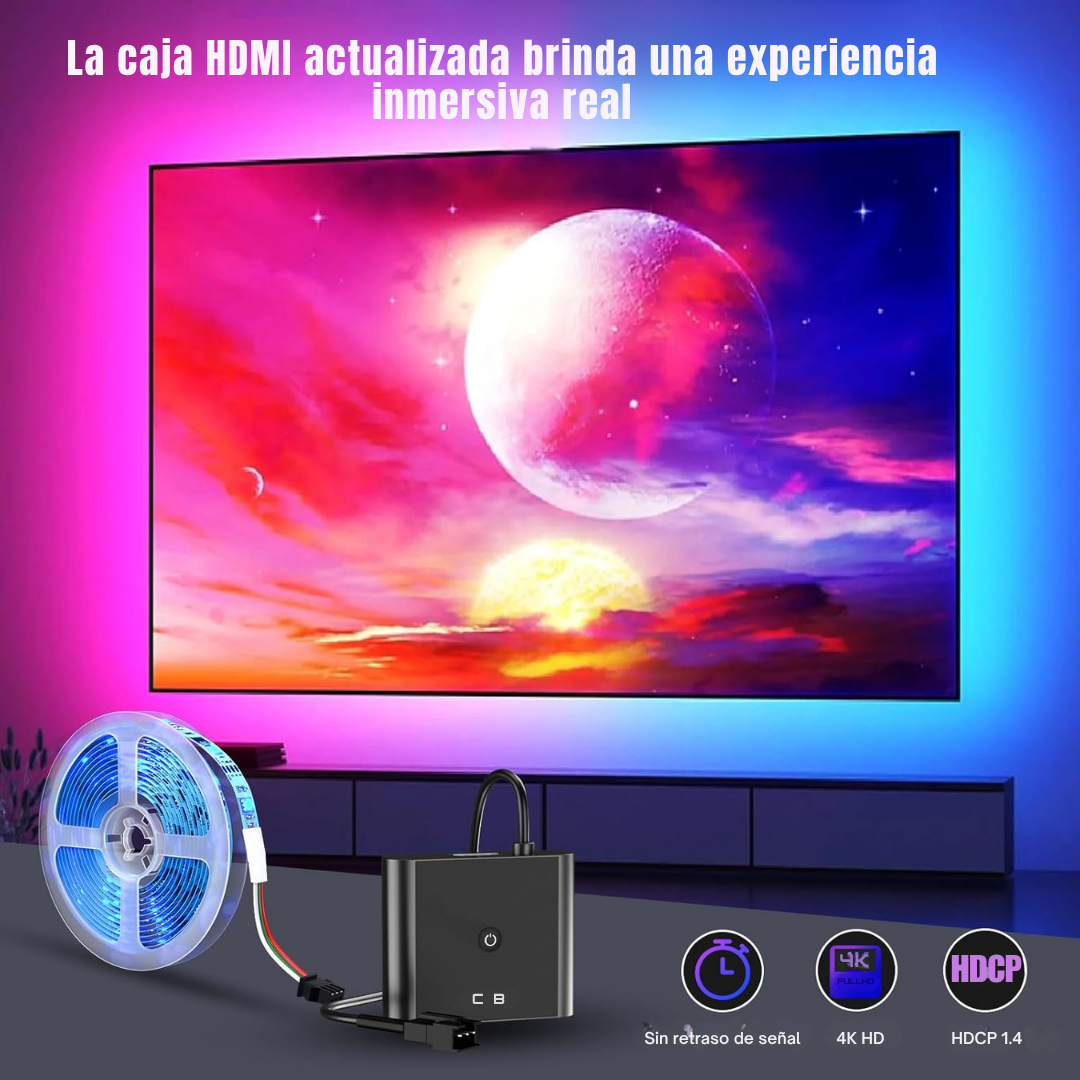 Kit de retroiluminación LED RGB que cambian de color para TV inteligente con caja de sincronización HDMI 4K30Hz, 16.4 pies para 55-75 pulgadas®