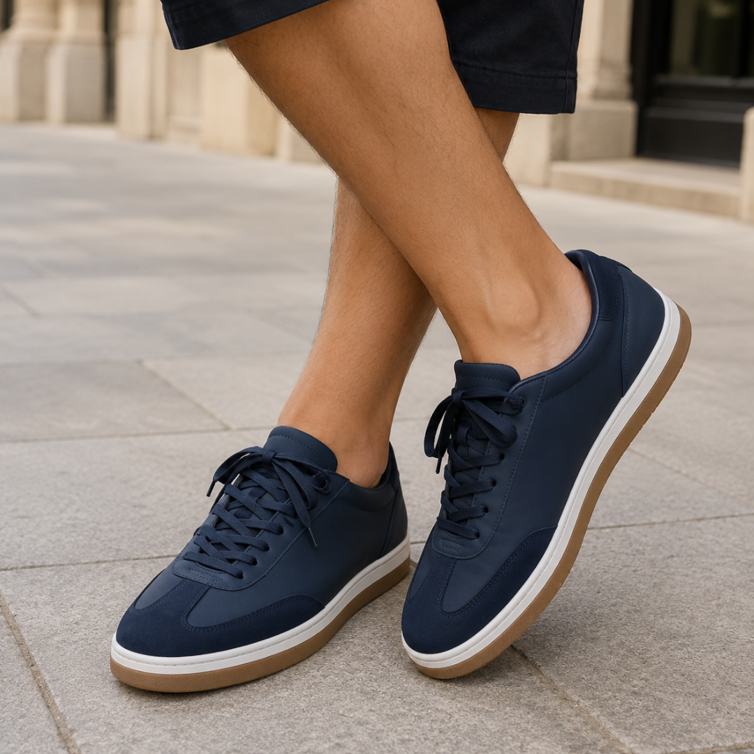 Zapatillas Casuales de Piel con Suela Contrastada