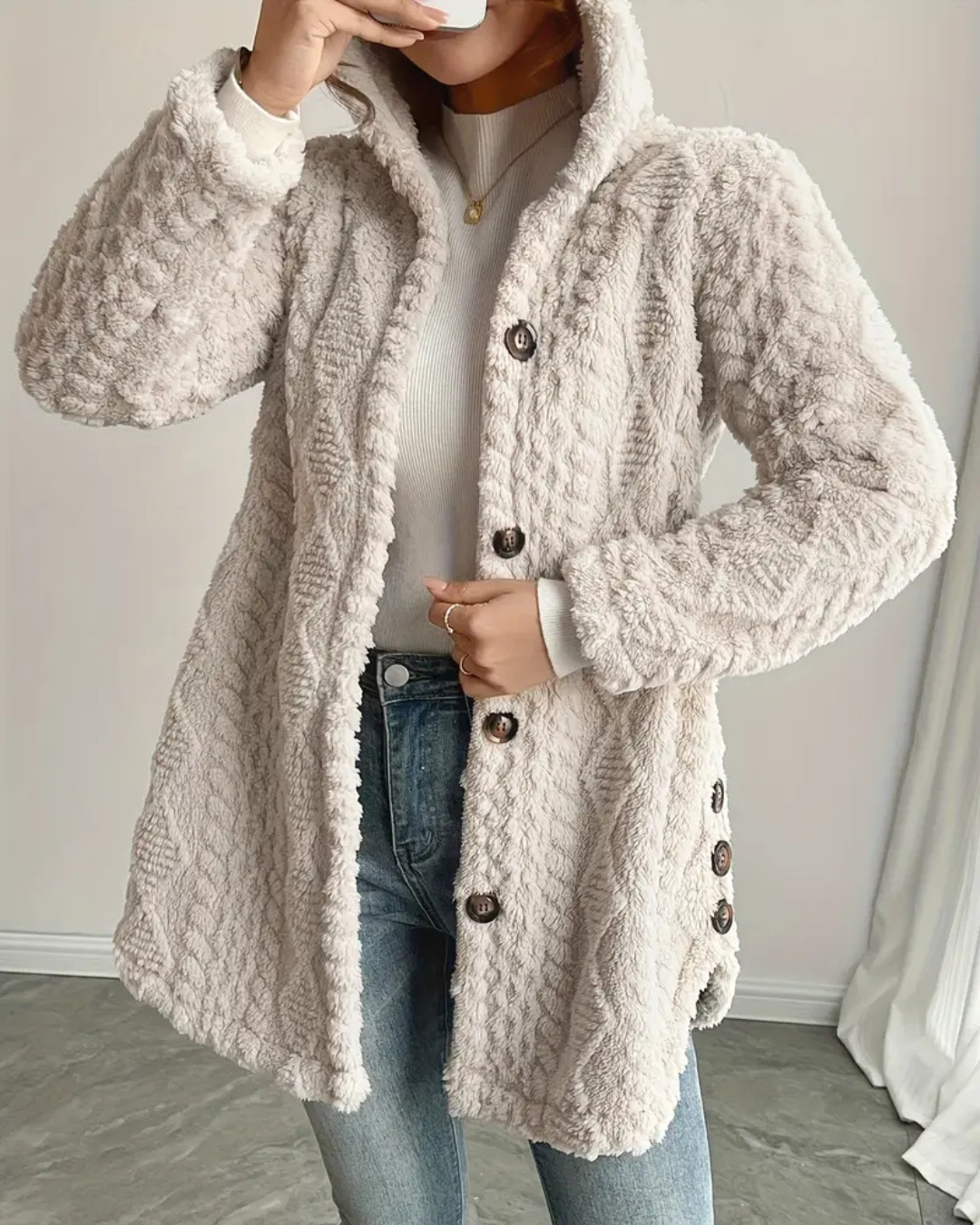 Abrigo con capucha larga para mujer®