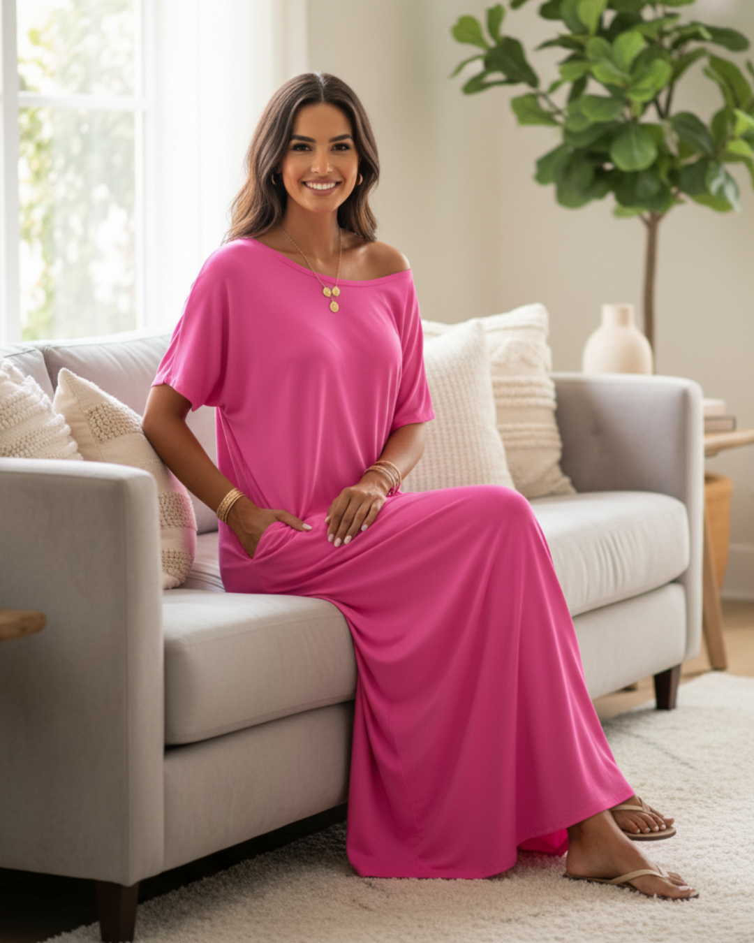 Vestido Holgado de Hombros Caídos Para Mujer®