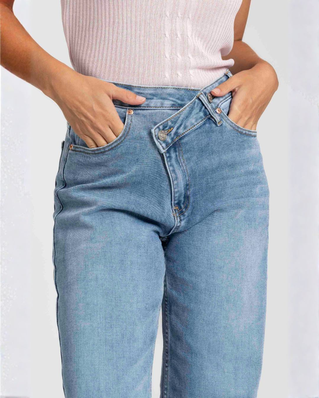 Vaqueros rectos de cintura alta para mujer