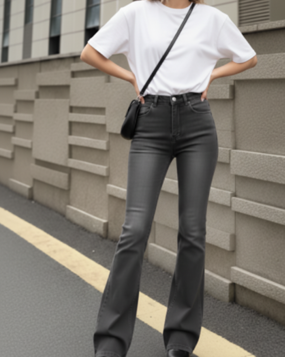 Pantalón de cintura alta acampanado