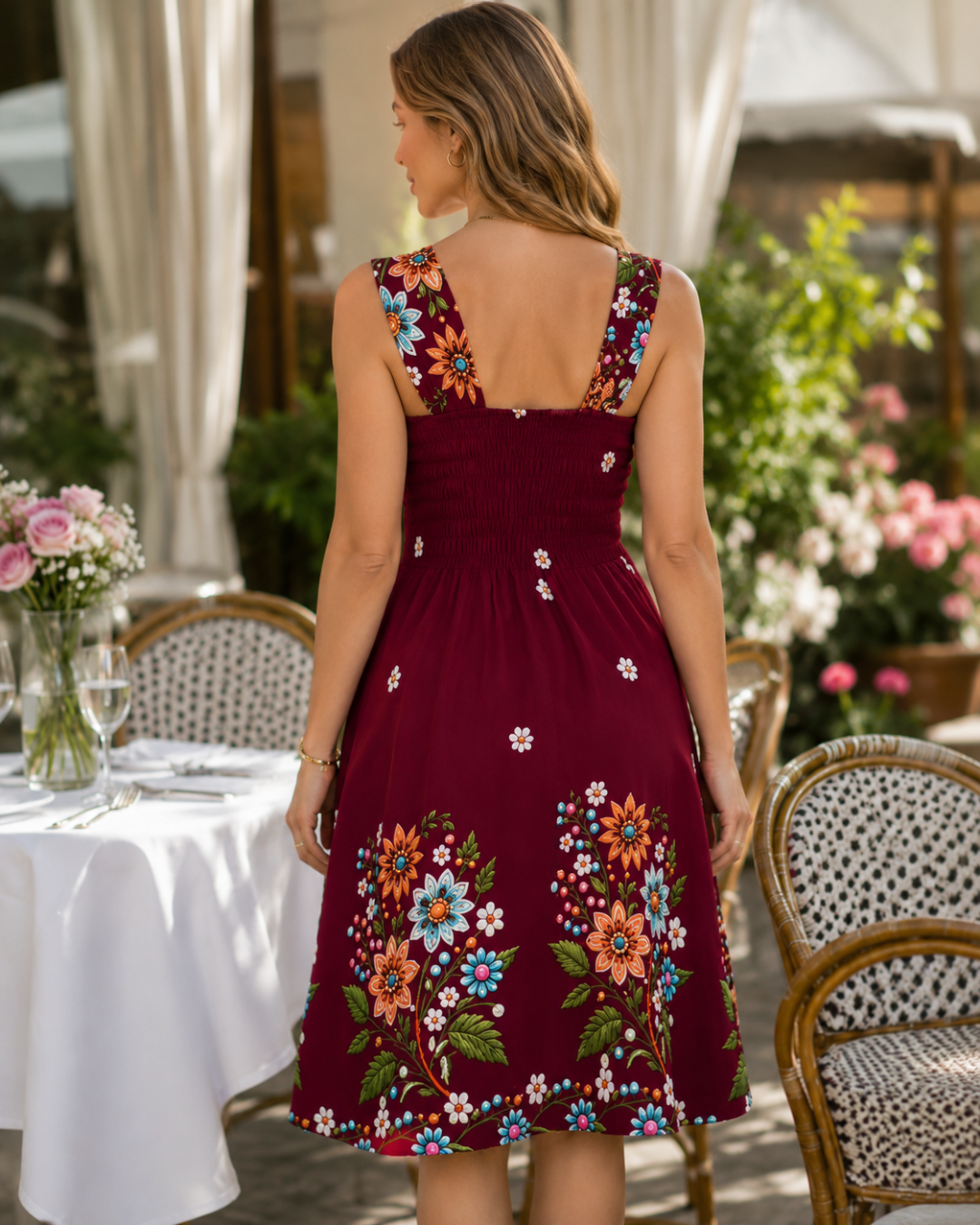 Vestido midi con estampado floral