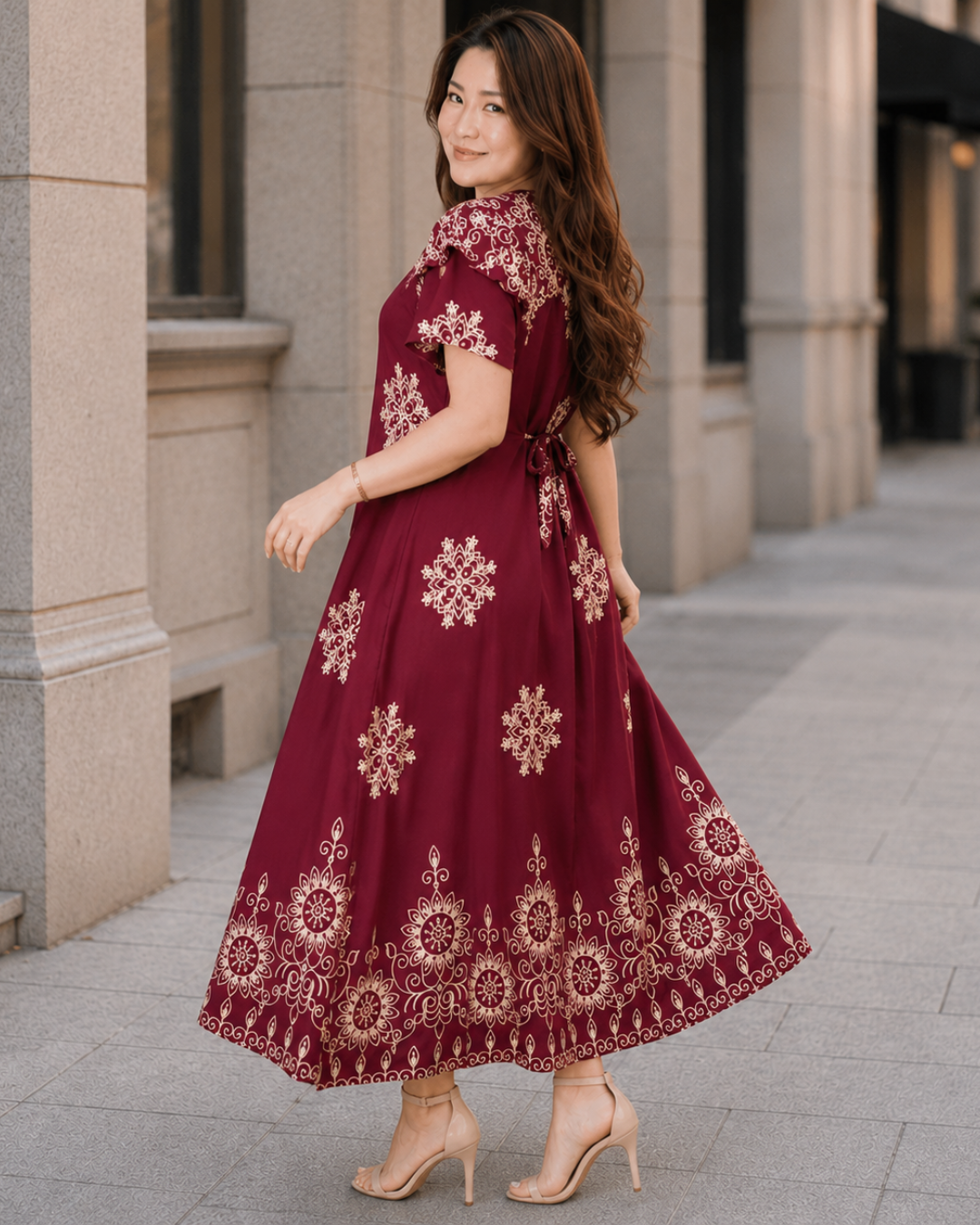 Vestido Estampado con Ajuste Posterior
