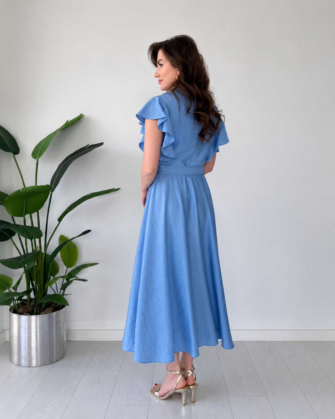 Vestido Midi de Mangas con Volantes®