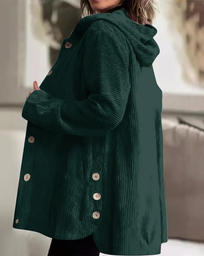 Sueter para mujer con ajuste de botones y capucha