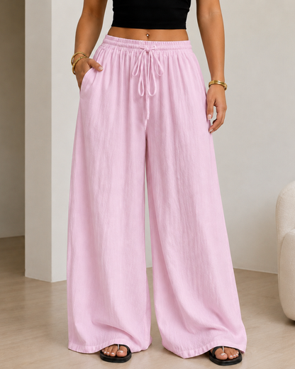 Pantalón Amplio Fluido con Cintura Ajustable