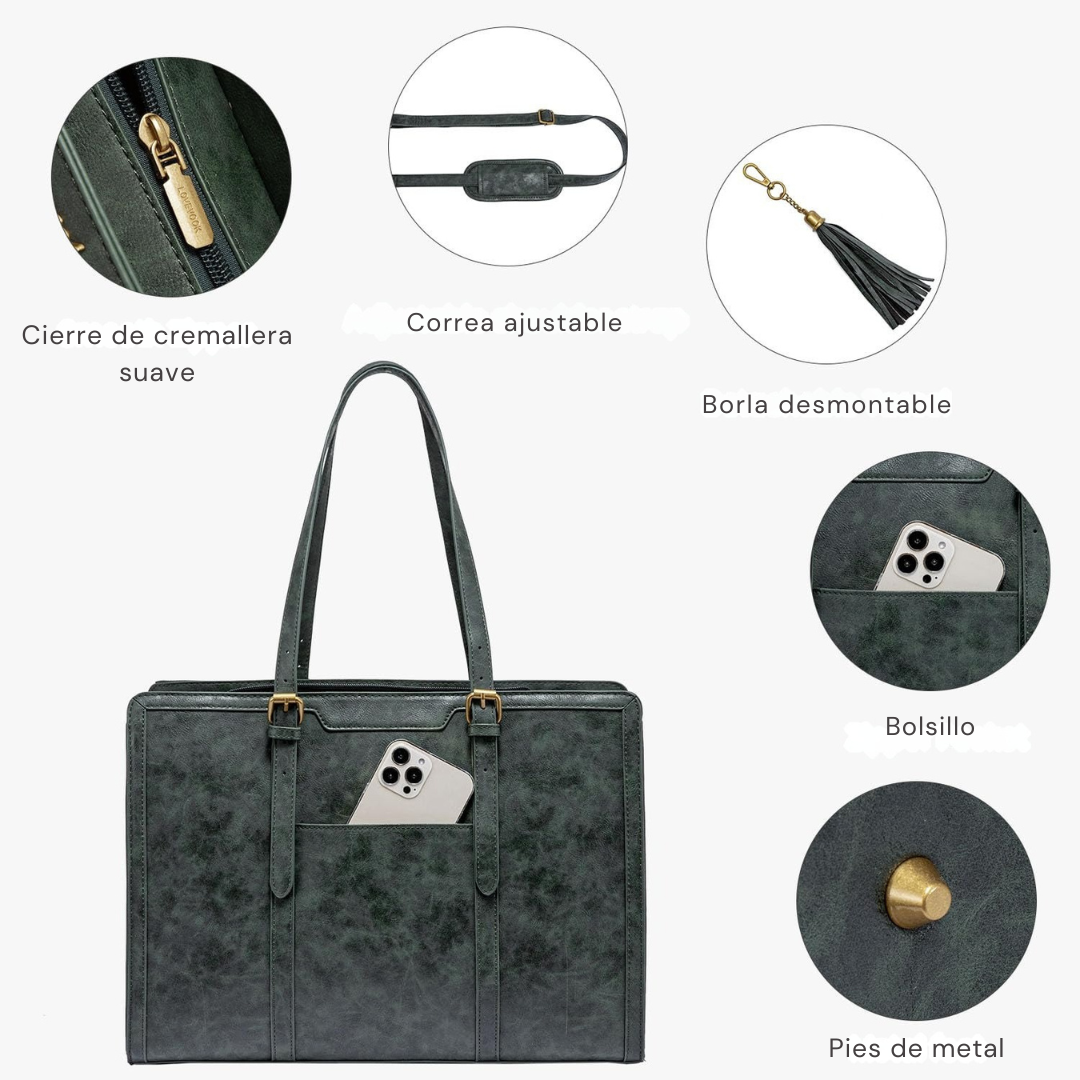 Bolso de Cuero Vintage Elegante para Portátil