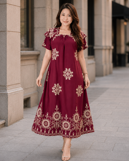 Vestido Estampado con Ajuste Posterior