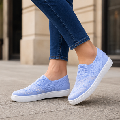Zapatillas Slip-On de Punto con Detalles Brillantes