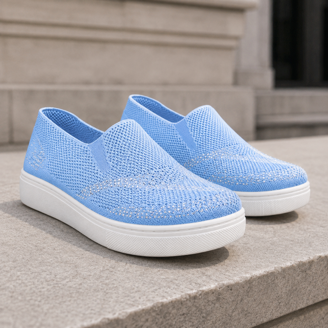 Zapatillas Slip-On de Punto con Detalles Brillantes