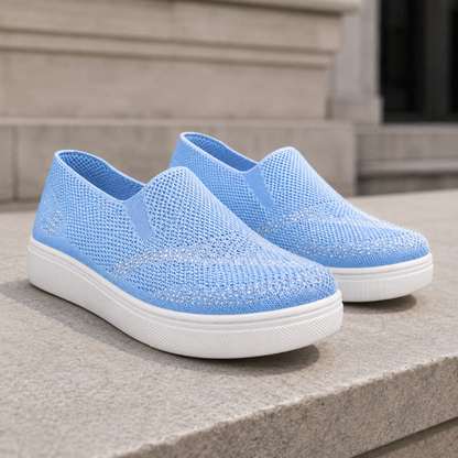Zapatillas Slip-On de Punto con Detalles Brillantes