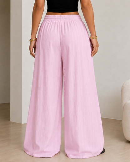 Pantalón Amplio Fluido con Cintura Ajustable