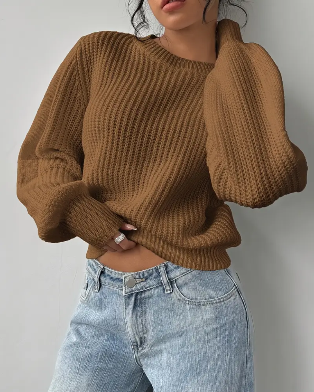 Suéter Holgado Clásico de Punto para Mujer
