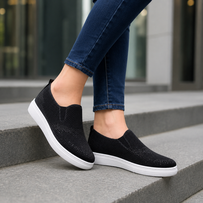 Zapatillas Slip-On de Punto con Detalles Brillantes
