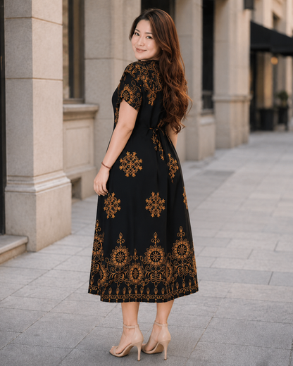 Vestido Estampado con Ajuste Posterior
