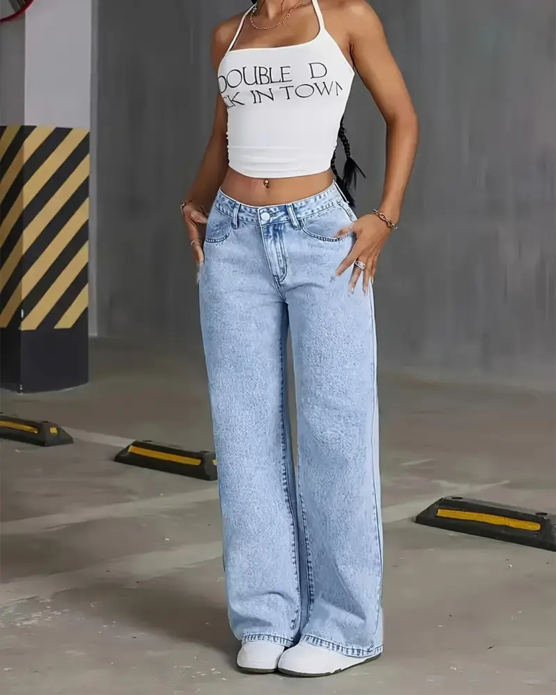 Jeans rectos de pierna ancha para mujer con estilo clasico