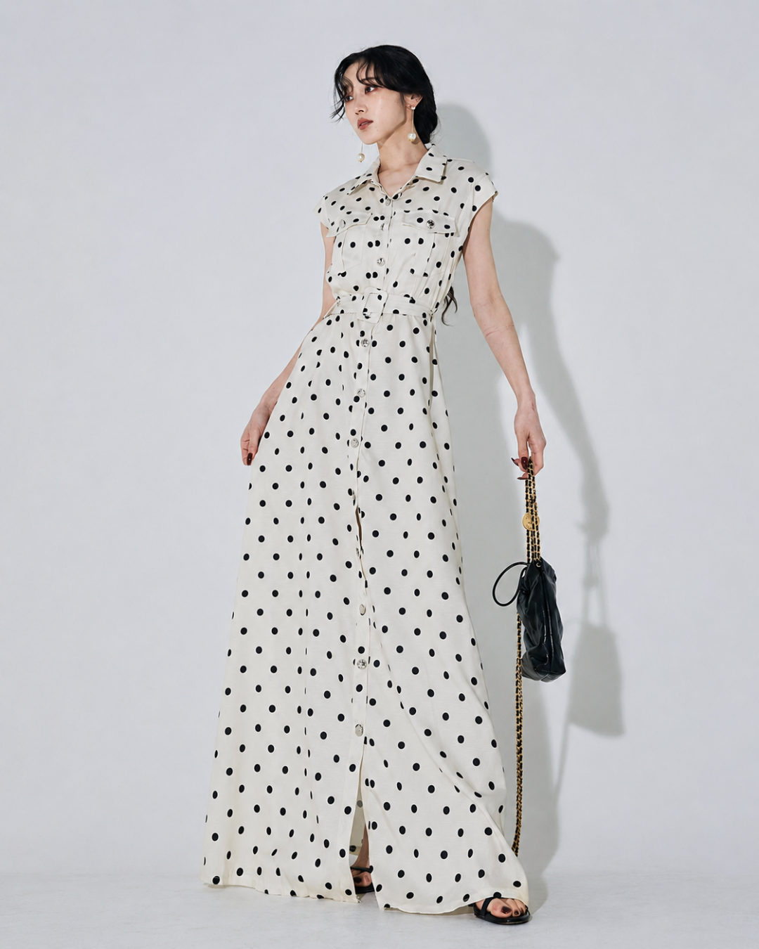 Vestido Largo Camisero de Puntos