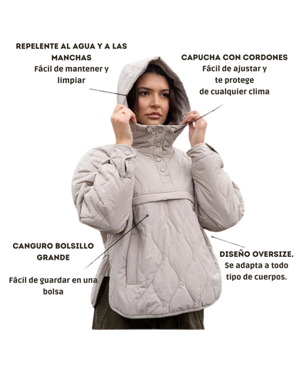 Abrigo con capucha acolchada plegable e impermeable Para Mujer®