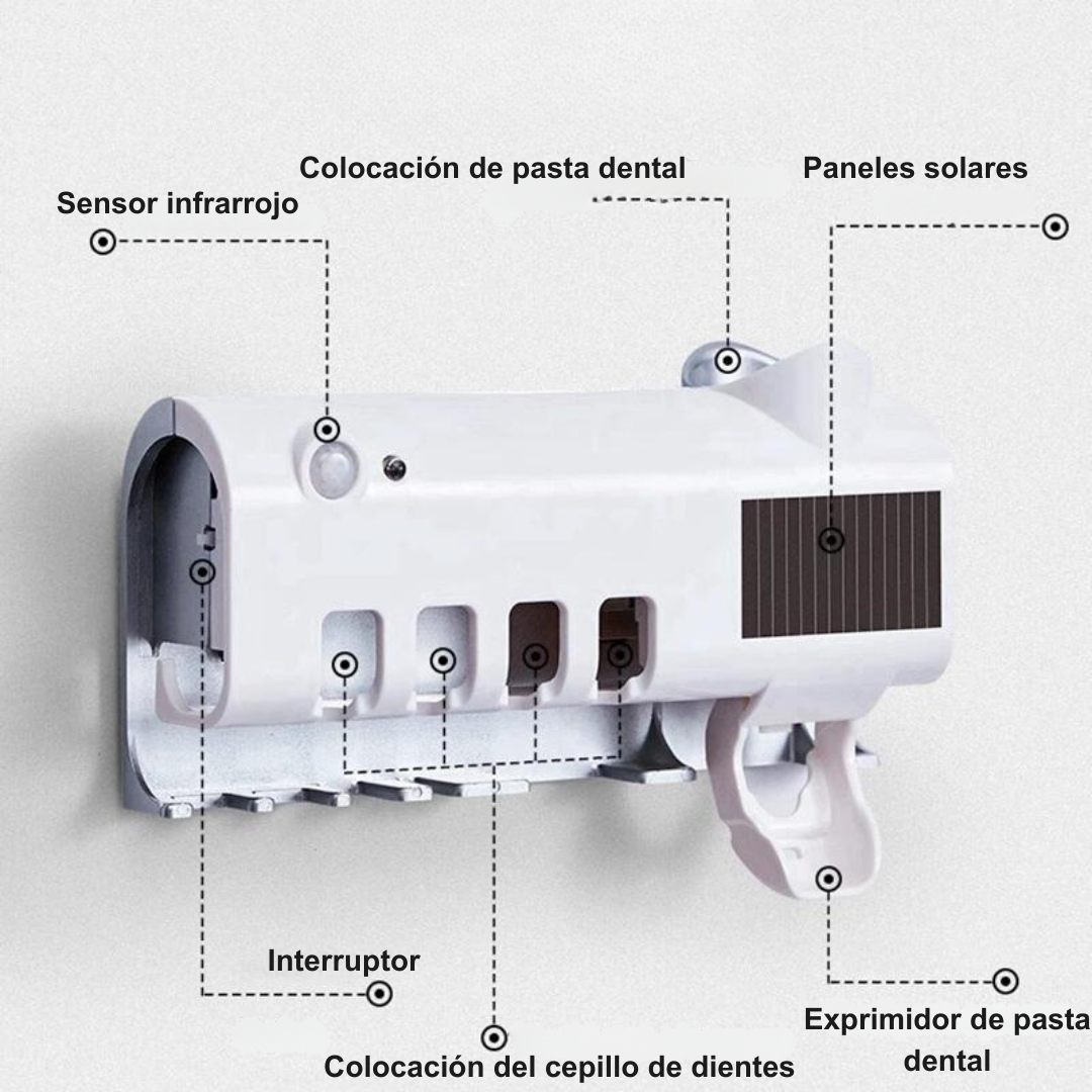 Esterilizador de Cepillos de Dientes 3 en 1 con Dispensador de Pasta