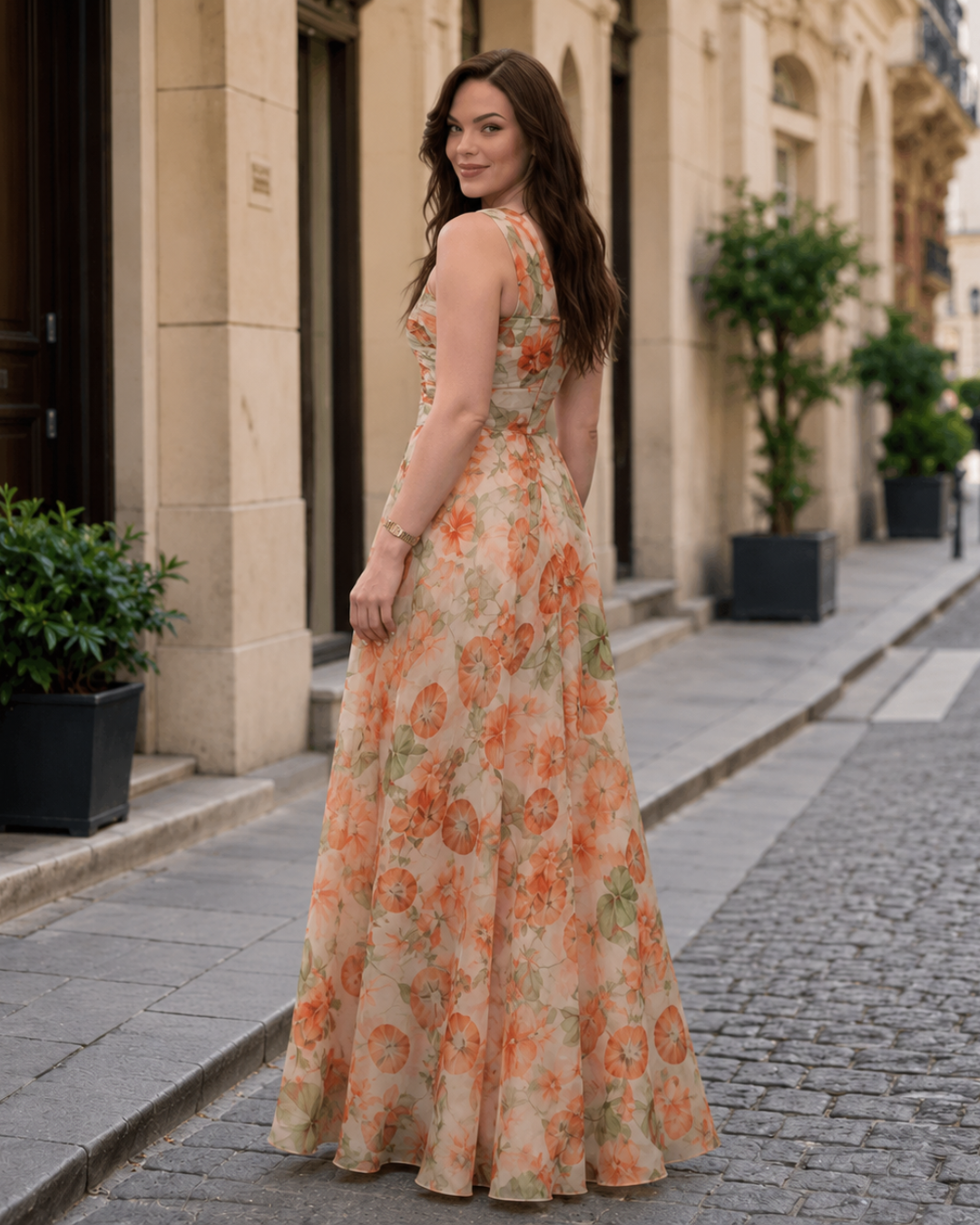Vestido Largo Floral con Escote Cruzado®