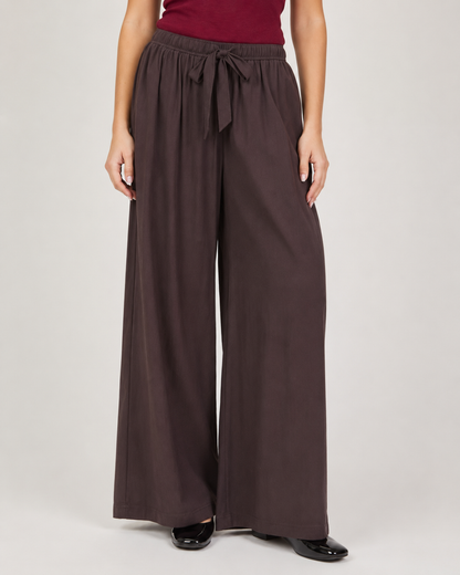 Pantalón Largo Palazzo con Cintura Elástica