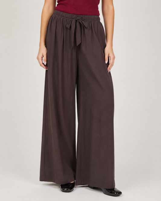 Pantalón Largo Palazzo con Cintura Elástica