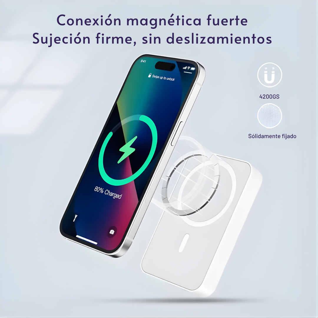 Batería Externa con Doble Modo Carga Magnética para MagSafe y Carga por Cable (5000mAh)