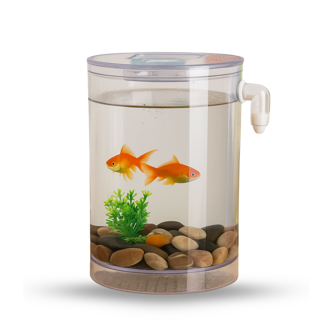 Acuario con Ecosistema Autolimpiable e Iluminación LED Integrada