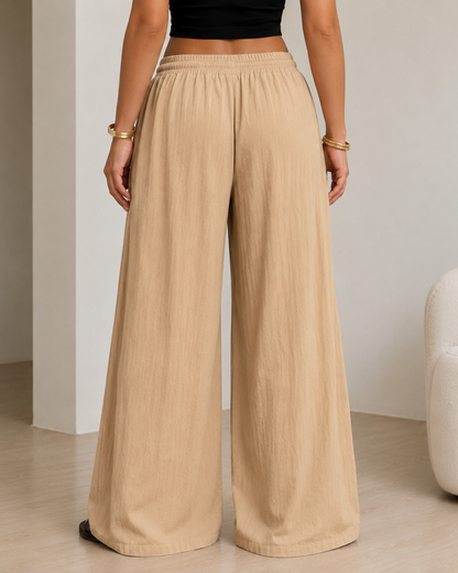 Pantalón Amplio Fluido con Cintura Ajustable