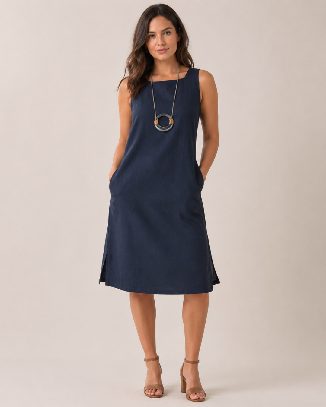 Vestido midi de lino transpirable