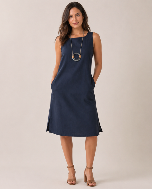 Vestido midi de lino transpirable