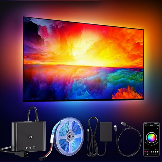 Kit de retroiluminación LED RGB que cambian de color para TV inteligente con caja de sincronización HDMI 4K30Hz, 16.4 pies para 55-75 pulgadas
