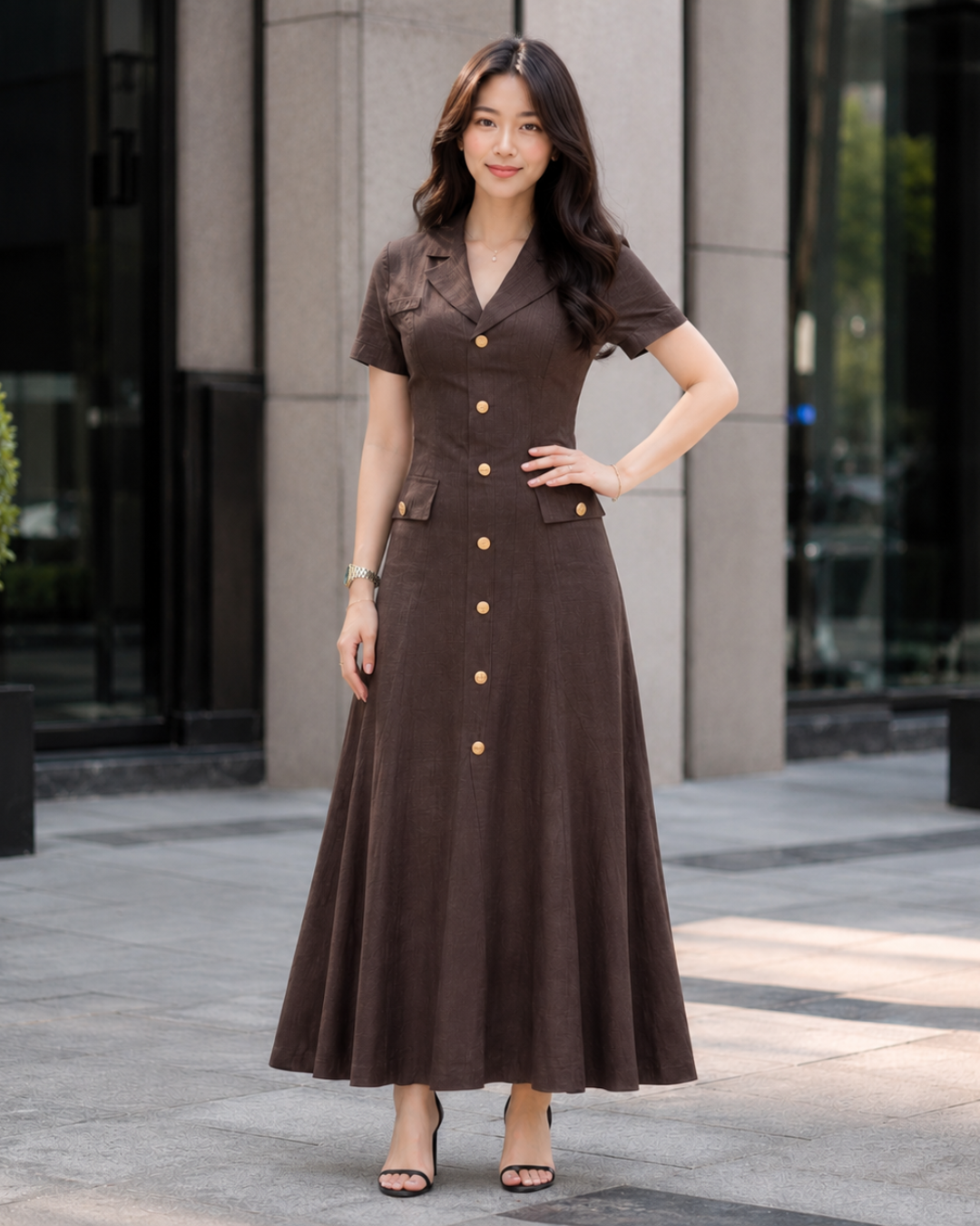 Vestido Largo con Botones