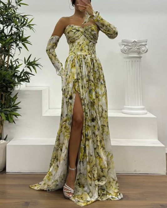 Vestido largo elgante con estampado sutil