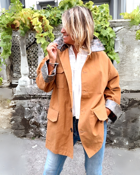 Chaqueta Oversize con Detalles en Animal Print para Mujer