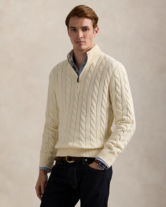 Suéter de Punto de Algodón con Cremallera para Hombre®