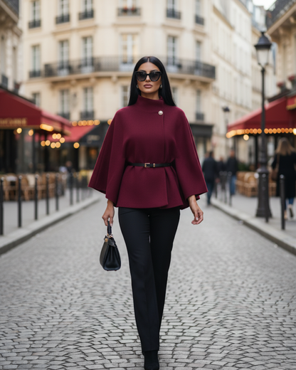 Abrigo elegante con cinturón para mujer