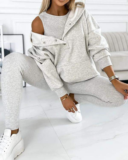 Sudadera deportiva informal con capucha para mujer