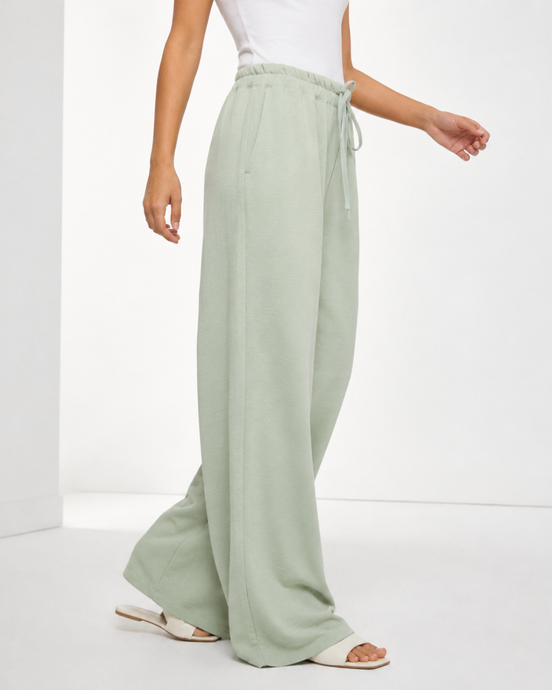 Pantalón Palazzo con Cintura Elástica
