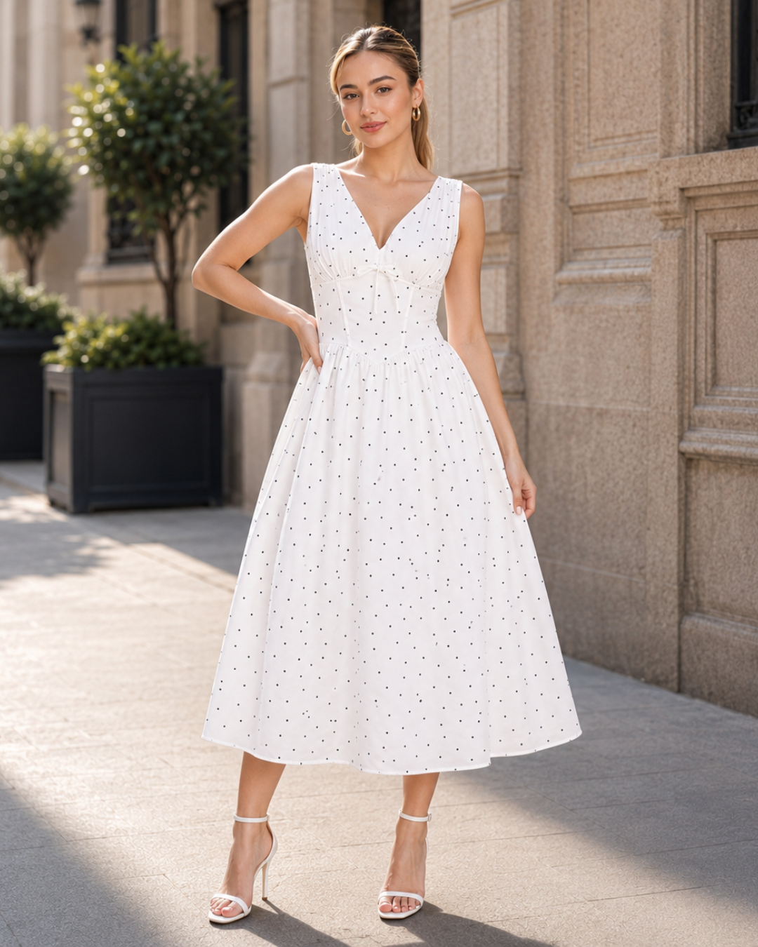 Vestido con Lunares y Escote en V®