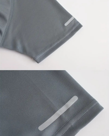 Camiseta deportiva elastica para hombre con cuello redondo