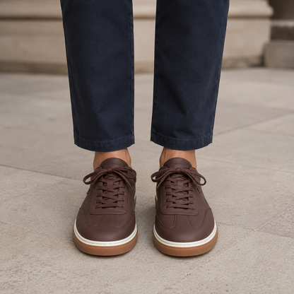 Zapatillas Casuales de Piel con Suela Contrastada