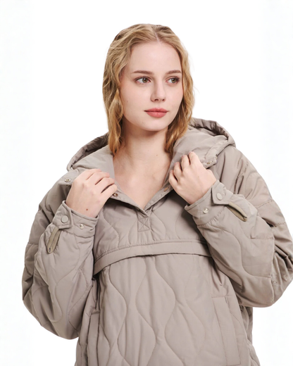 Abrigo con capucha acolchada plegable e impermeable Para Mujer®