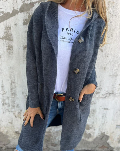 Abrigo de punto largo y acogedor para mujer®