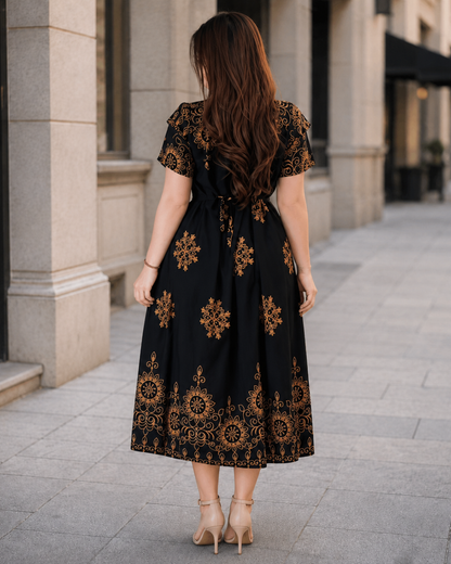 Vestido Estampado con Ajuste Posterior