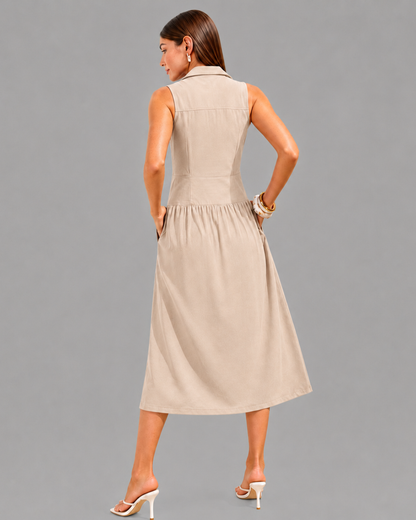 Vestido Camisero Midi con Botones Frontales®