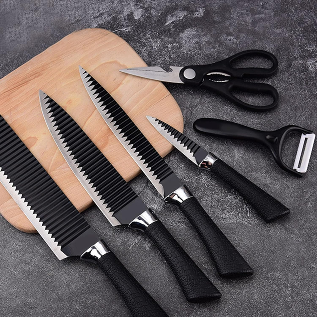 Set Completo de Cuchillos de Cocina en Negro Moderno